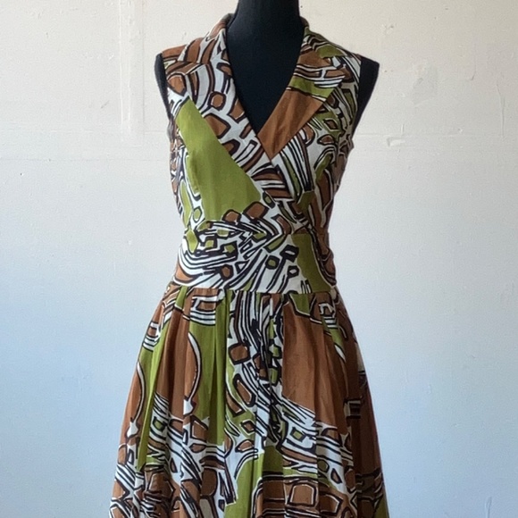 Stylish Brown and Green Midi Dress - Picture 10 of 13